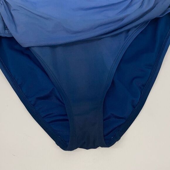 Bleu Rod Beattie 10 Hola Shirred Bandeau Ombre‎ One-Piece Swimsuit Blue - Picture 6 of 12
